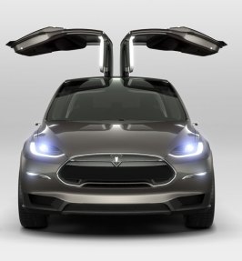 Tesla Unveils The Model X, An Electric CUV With Futuristic Gullwing-like Doors
