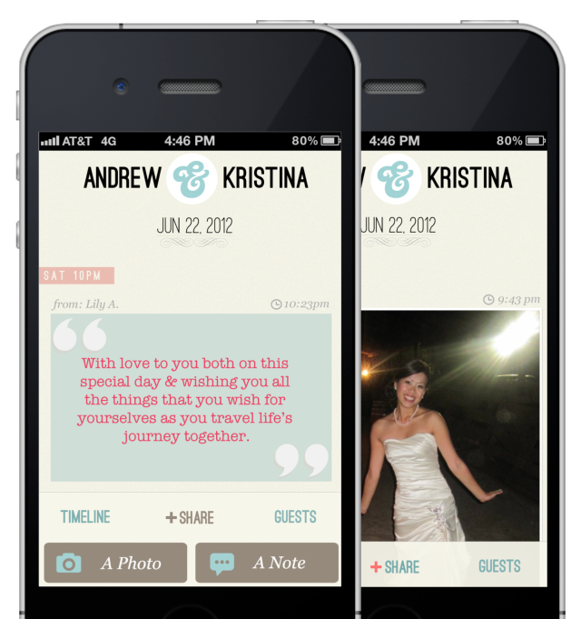 Wedding Party app, via TechCrunch article