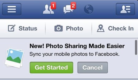 Facebook Promotes Photo Sync