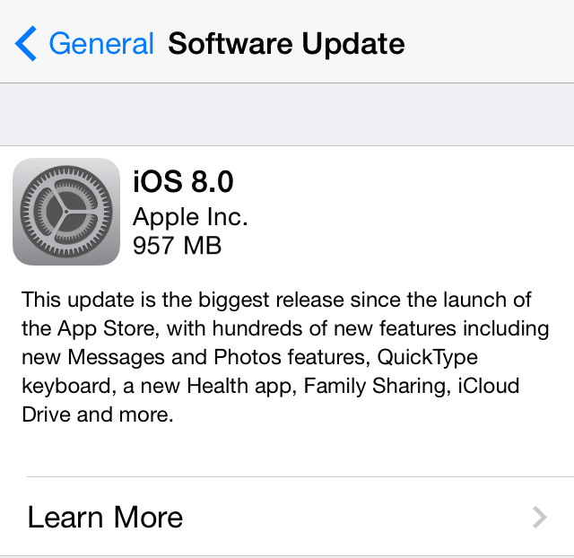 iOS 8 update