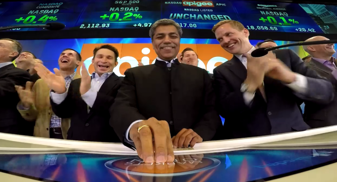 Apigee team at Nasdaq as the company IPOs this morning.