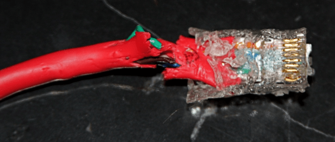 melted networking cable