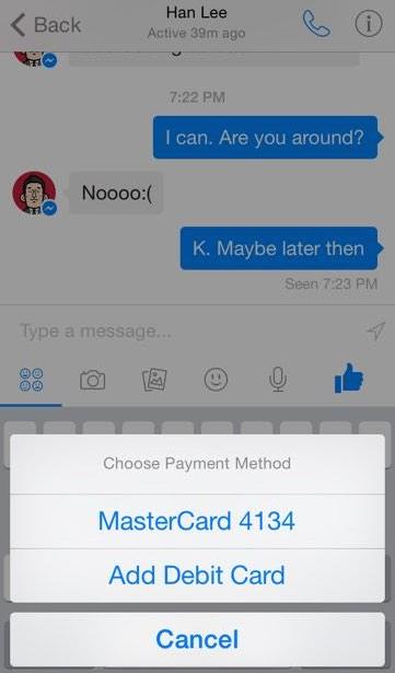Facebook Payments Select Method
