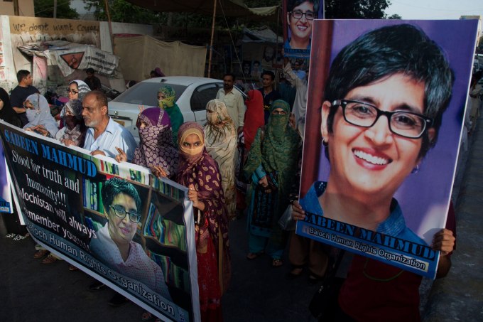 Supporters of prominent women's rights activist Sabeen Mahmud