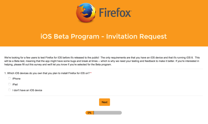 Takto vypadal dotazník pro zájemce o vstup do betatestu. Již není dostupný.
