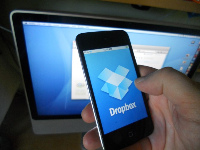 Dropbox running on mobile phone and web.