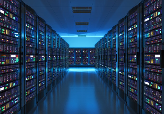 Rows of mainframes in datacenter