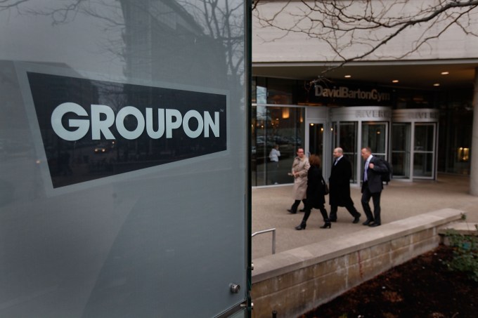 CHICAGO, IL - NOVEMBER 30:  A sign marks the location of the Groupon headquarters on November 30, 2010 in Chicago, Illinois. Rumors are circulating that Google is close to reaching a deal to buy Groupon for a reported $5.3 billion.  (Photo by Scott Olson/Getty Images)