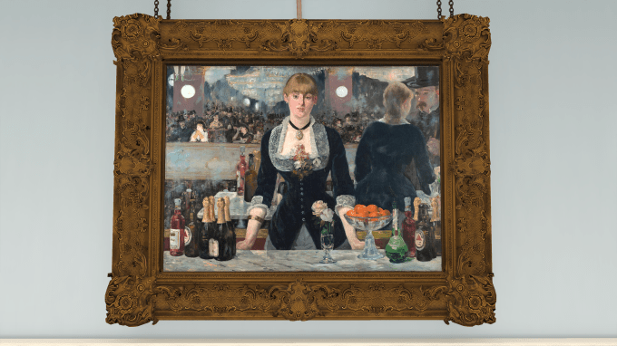 WoofbertVR view of Édouard Manet's, A Bar at the Folies-Bergère, 1881-1882, Oil on canvas, 38 x 51 in. (96 × 130 cm),