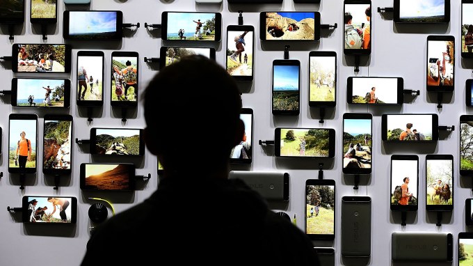 SAN FRANCISCO, CA - SEPTEMBER 29:  An attendee looks at a display of new Google devices during a Google media event on September 29, 2015 in San Francisco, California. Google unveiled its 2015 smartphone lineup, the Nexus 5x and Nexus 6P, the new Chromecast and new Android 6.0 Marshmallow software features.  (Photo by Justin Sullivan/Getty Images)