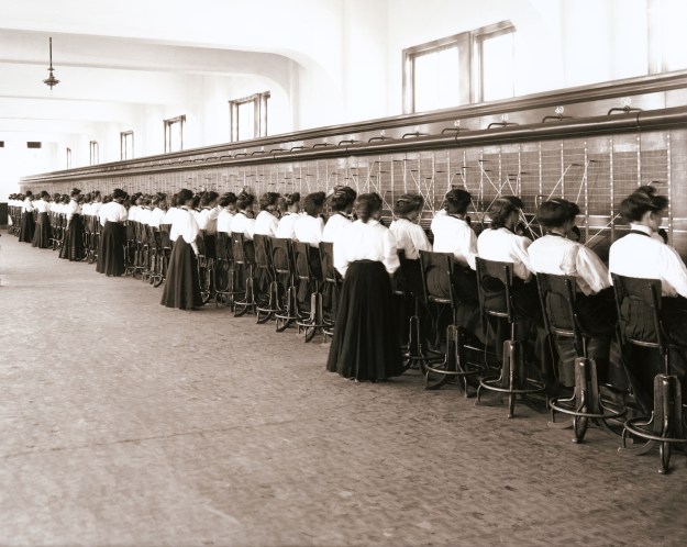 Telephone switchboard operators circa 1914. Photo courtesy Flickr and reynermedia.