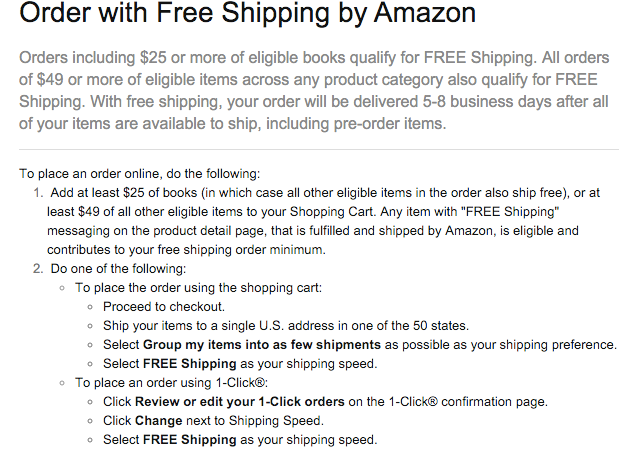 Amazon escalates free shipping minimum to USD 49