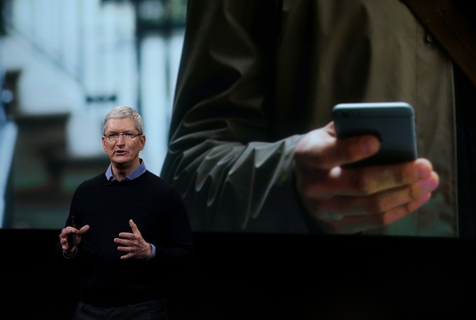 CUPERTINO, CA - MARCH 21:  Apple CEO Tim Cook speaks during an Apple special event at the Apple headquarters on March 21, 2016 in Cupertino, California. The company is expected to update its iPhone and iPad lines, and introduce new bands for the Apple Watch.  (Photo by Justin Sullivan/Getty Images)