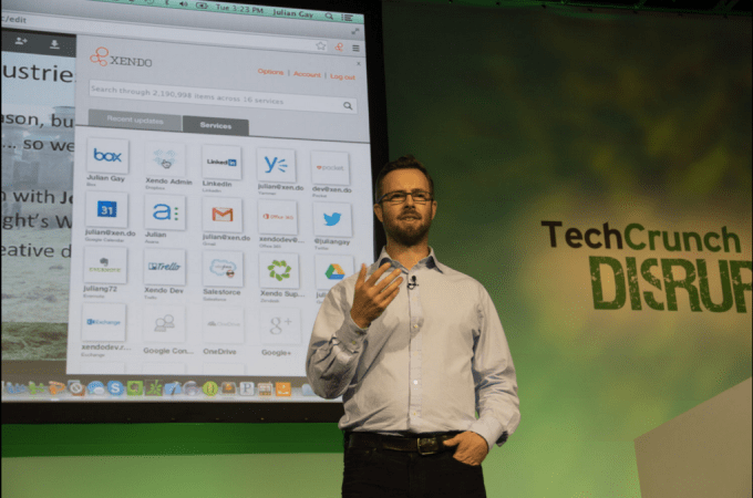 Julian Gay, CEO of Xendo, presenting at TechCrunch Disrupt Battlefield in September, 2014.