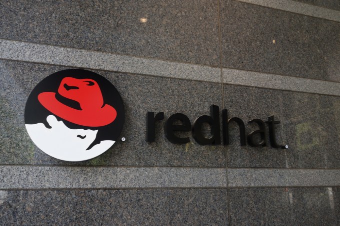 Red Hat logo in their lobby.