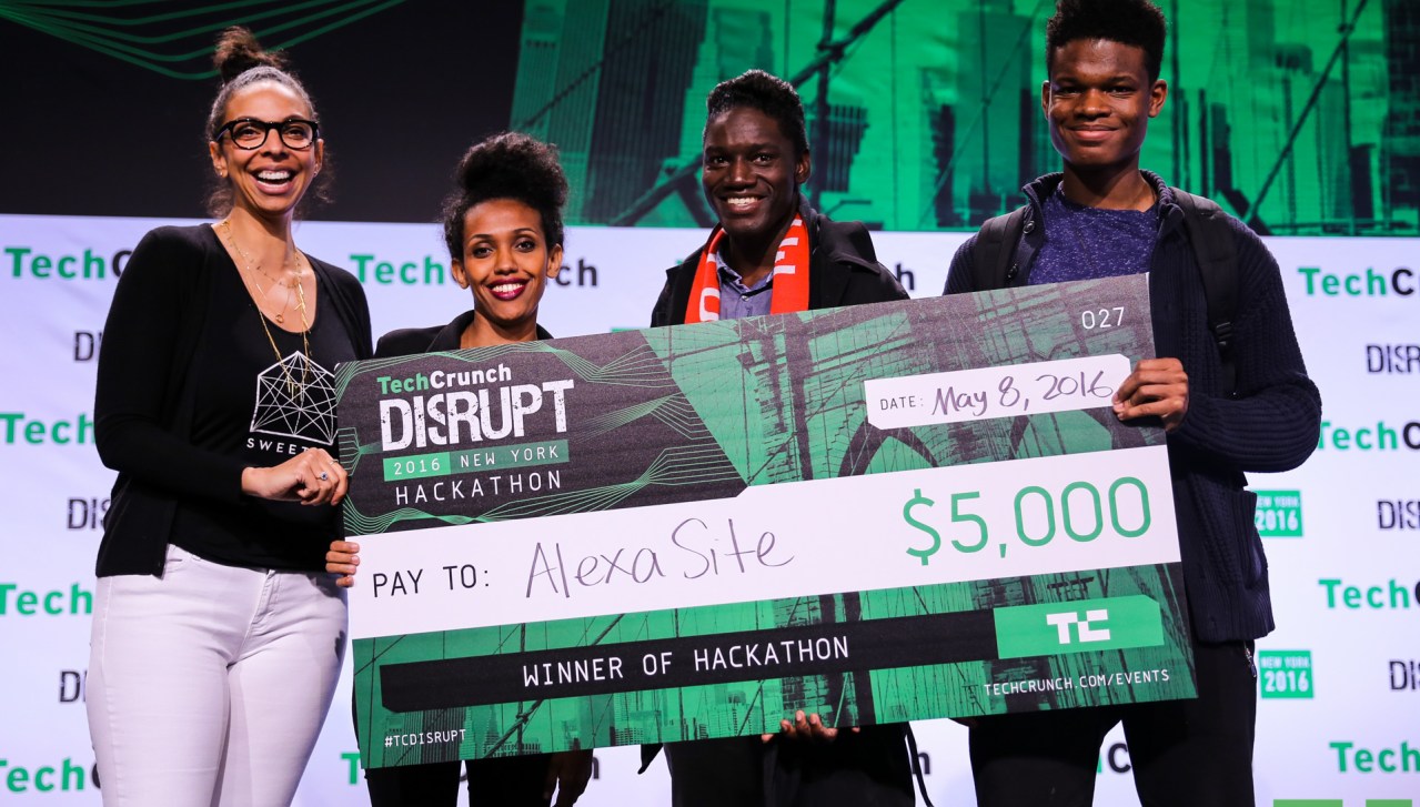 AlexaSite wins the Disrupt NY 2016 Hackathon Grand Prize