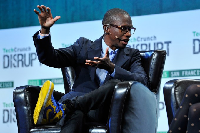 SAN FRANCISCO, CA - SEPTEMBER 23:  Troy Carter of Atom Factory speaks onstage during TechCrunch Disrupt SF 2015 at Pier 70 on September 23, 2015 in San Francisco, California.  (Photo by Steve Jennings/Getty Images for TechCrunch) *** Local Caption *** Troy Carter