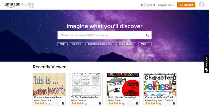 Amazon Inspire Home Page-Logged In