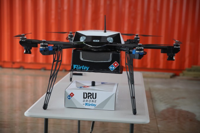 Flirtey, the drone delivery startup, developed a drone to deliver hot pizzas for Dominos.
