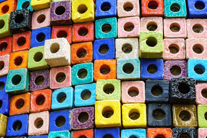 Colorful ceramic cube texture and background