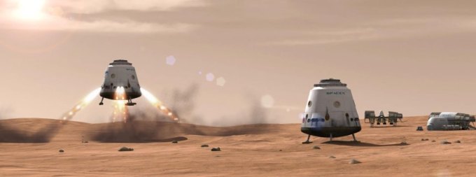 Dragon Mars LandingArtist's rendition of a Dragon spacecraft landing on the surface of Mars.Credit: SpaceX