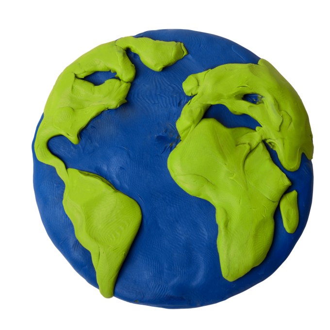 Plasticine planet earth on a white background
