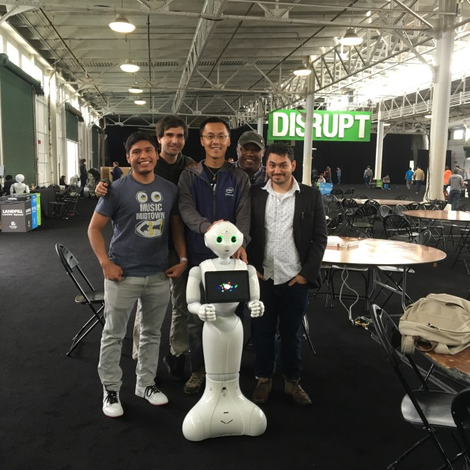 Pepper the Inflight Service Bot team at the Disrupt SF Hackathon.