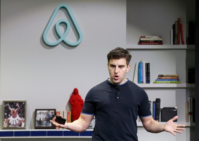 FILE - In this April 19, 2016 file photo, Airbnb co-founder and CEO Brian Chesky speaks during an announcement in San Francisco. Airbnb on Thursday, Sept. 8 apologized for its slow response to accusations of racism and outlined new policies to combat the problem, including reducing the prominence of photos in the booking process. 