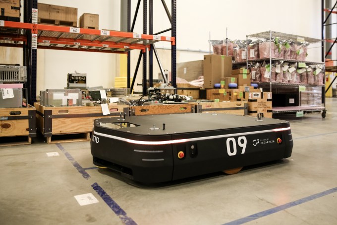 ClearPath Robotics' OTTO 1500 drives itself and moves pallets around a warehouse.