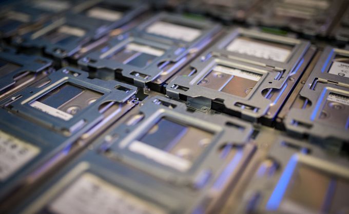 An array of hard drives.
