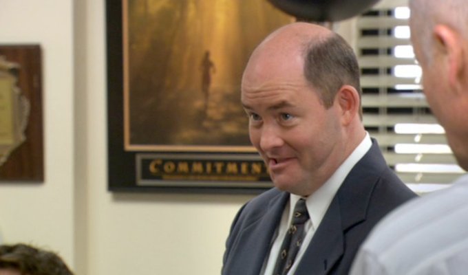 Season 3 - Todd Packer makes a snide comment about Phyllis' looks when telling a joke, hurting her feelings. Michael sits on Phyllis' lap to prove she is just as sexy as anybody else in the office.