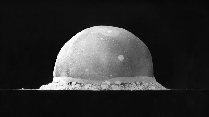 Trinity was the code name of the first detonation of a nuclear weapon, conducted by the United States Army as part of the Manhattan Project. 16th July 1945. Device type: Plutonium implosion fission. Yield: 20 kilotons of TNT. The White Sands Proving Ground, where the test was conducted, was in the Jornada del Muerto desert about 35 miles (56 km) southeast of Socorro, New Mexico, on the Alamogordo Bombing and Gunnery Range. New Mexico, USA. (PHoto by Galerie Bilderwelt/Getty Images)