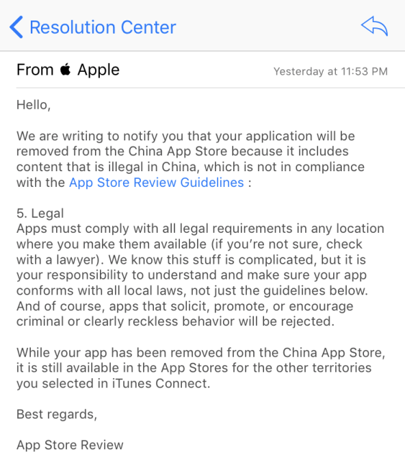 Apple removes VPN apps from the App Store in China