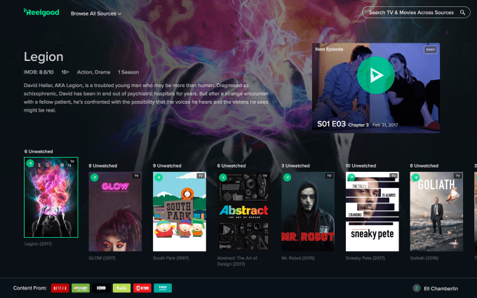 Reelgood helps cord cutters find, track and watch content from across streaming services