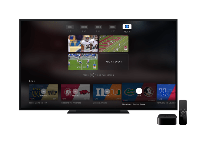ESPN’s Apple TV app now lets you watch four games at once