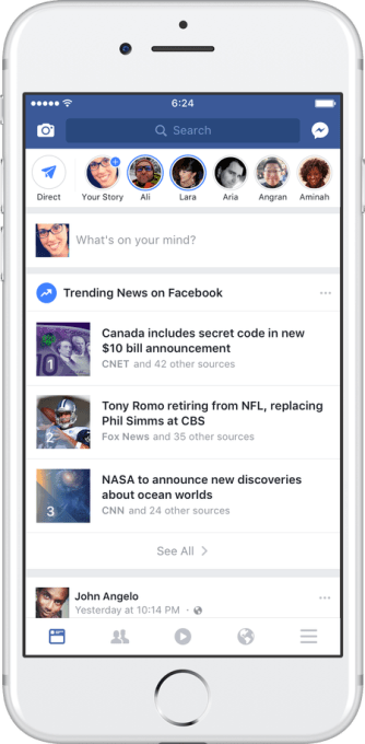Facebook is rolling out a Trending News section on mobile, now with its own link
