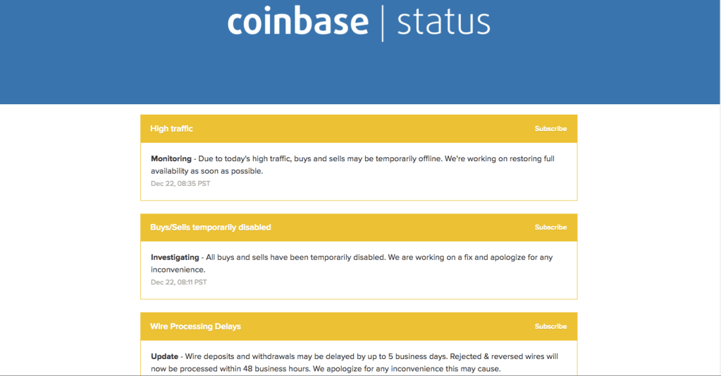 Update: Coinbase up with intermittent suspensions after stopping transactions for crypto