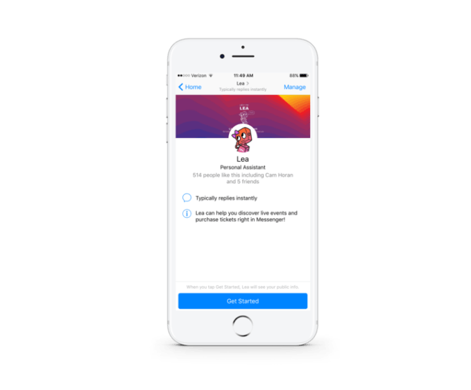 Lea’s live event assistant for Messenger makes buying tickets easier
